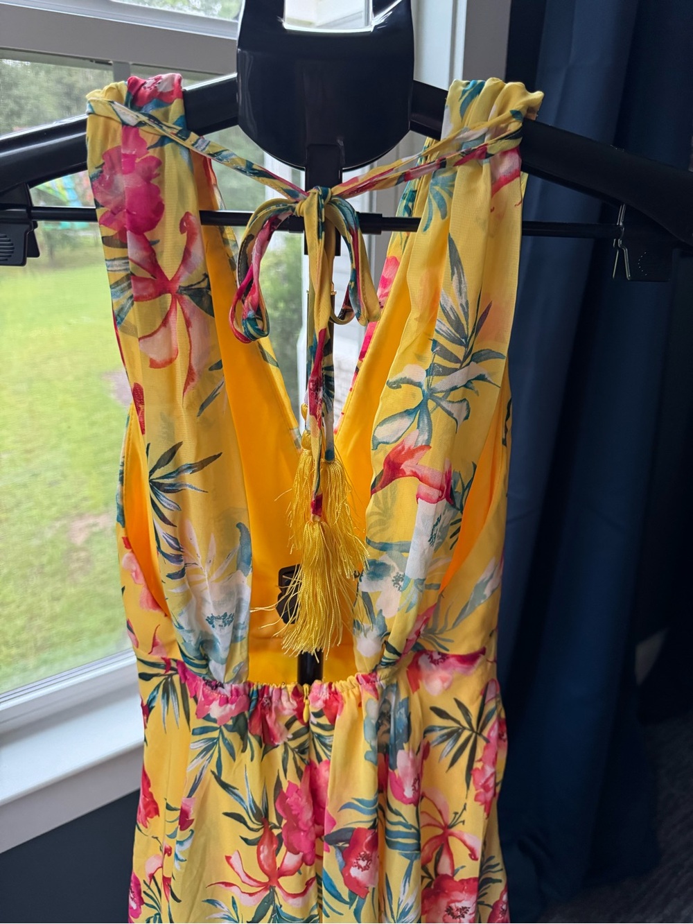 Lulu's Tropic Wonder Yellow Floral Midi Dress Womens Size Large - Picture 16 of 16